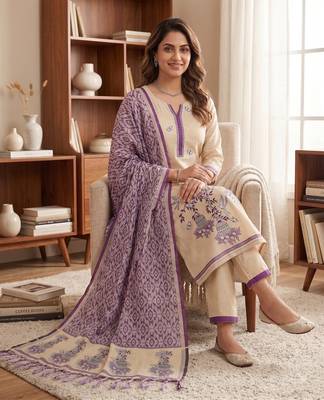 Purple muga cotton jamdani pichwai weaving 3 pc salwar suit 3