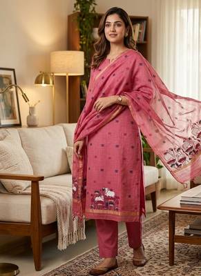 Pnik muga cotton jamdani pichwai weaving 3 pc salwar suit 1
