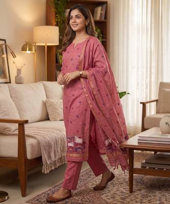 Pnik muga cotton jamdani pichwai weaving 3 pc salwar suit 2