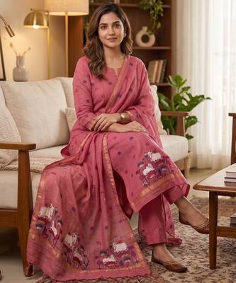 Pnik muga cotton jamdani pichwai weaving 3 pc salwar suit 3