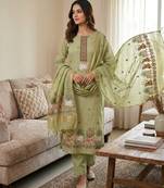 Pista green muga cotton jamdani pichwai weaving 3 pc salwar suit