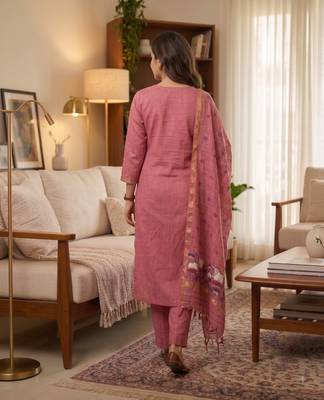 Pnik muga cotton jamdani pichwai weaving 3 pc salwar suit 4