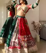 Red Mirror Navratri Lehenga Choli With Dupatta
