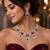 Ruby Red Cubic Zirconia Bridal Jewelry Set, Silver Tone Statement Necklace Earrings