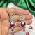 Ruby Red Cubic Zirconia Bridal Jewelry Set, Silver Tone Statement Necklace Earrings