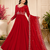 red color elegant embroidery with sequence detailing faux georgette gown set