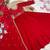 red color elegant embroidery with sequence detailing faux georgette gown set