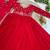 red color elegant embroidery with sequence detailing faux georgette gown set