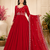 dark red color elegant embroidery with sequence detailing faux georgette gown set
