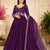 purple color elegant embroidery with sequence detailing faux georgette gown set