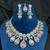 Mint Pink Stone CZ Bridal Jewelry Set: Silver Plated Indian Wedding Necklace
