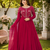 rani pink color sequins embroidery georgette gown set