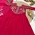 rani pink color sequins embroidery georgette gown set