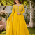 yellow color sequins embroidery georgette gown set