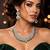 Emerald Green CZ Bridal Necklace Set, Silver Statement Jewelry, Cubic Zirconia Wedding Prom