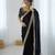 Black tissue satin embrloidered saree with unstitched blouse piece.