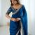 Blue tissue satin embrloidered saree with unstitched blouse piece.