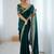 Bottle green tissue satin embrloidered saree with unstitched blouse piece.