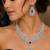 Royal Blue Teardrop CZ Bridal Jewelry Set, Silver Statement Necklace Earrings