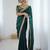 Bottle green tissue satin embrloidered saree with unstitched blouse piece.