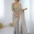 Grey tissue satin embrloidered saree with unstitched blouse piece.