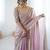 Pink tissue satin embrloidered saree with unstitched blouse piece.