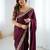 Wine tissue satin embrloidered saree with unstitched blouse piece.