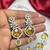 Yellow Citrine CZ Bridal Jewelry Set, Silver Floral Necklace Earrings
