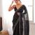 Black tissue satin sequins saree with unstitched blouse piece.