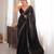 Black tissue satin sequins saree with unstitched blouse piece.