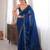 Blue tissue satin sequins saree with unstitched blouse piece.