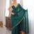 Bottle green tissue satin sequins saree with unstitched blouse piece.