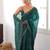 Bottle green tissue satin sequins saree with unstitched blouse piece.