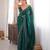 Bottle green tissue satin sequins saree with unstitched blouse piece.