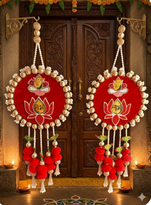 handmade for home decorative wall hanging  diwali festival pooja room entrance door (pack of 2) 2
