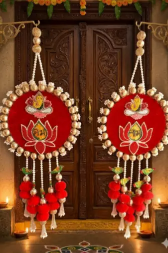 handmade for home decorative wall hanging  diwali festival pooja room entrance door (pack of 2)