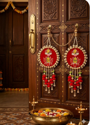 handmade for home decorative wall hanging  diwali festival pooja room entrance door (pack of 2) 3