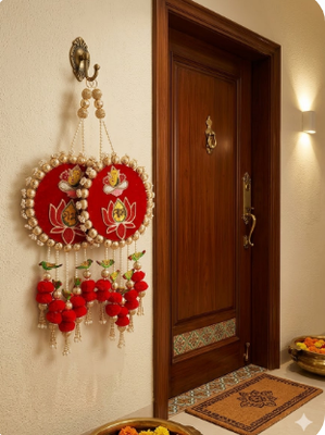 handmade for home decorative wall hanging  diwali festival pooja room entrance door (pack of 2) 4