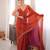 Orange tissue satin sequins saree with unstitched blouse piece.