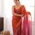Orange tissue satin sequins saree with unstitched blouse piece.