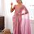 Pink tissue satin sequins saree with unstitched blouse piece.