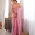 Pink tissue satin sequins saree with unstitched blouse piece.