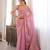 Pink tissue satin sequins saree with unstitched blouse piece.
