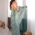 Sky tissue satin sequins saree with unstitched blouse piece.