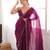 Wine tissue satin sequins saree with unstitched blouse piece.