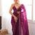 Wine tissue satin sequins saree with unstitched blouse piece.