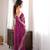 Wine tissue satin sequins saree with unstitched blouse piece.