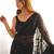 Black tissue satin sequins saree with unstitched blouse piece.