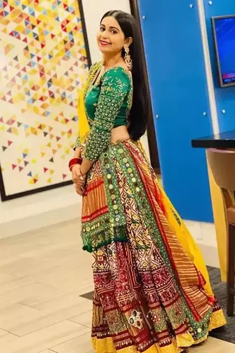 Green Mirror Navratri Lehenga Choli With Dupatta