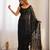 Black tissue satin sequins saree with unstitched blouse piece.